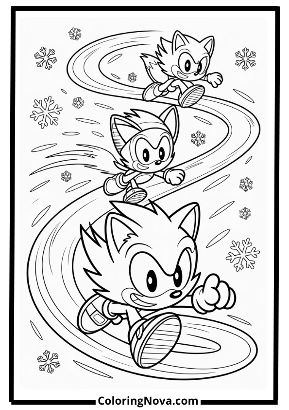 Sonic and Friends Winter Race Coloring Pages