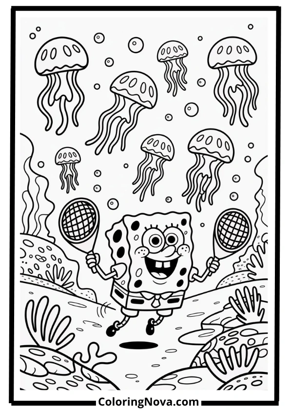 SpongeBob and Patrick Jellyfish Adventure Coloring Pages