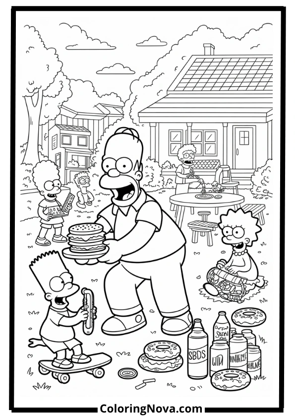 The Simpsons Backyard BBQ Coloring Pages