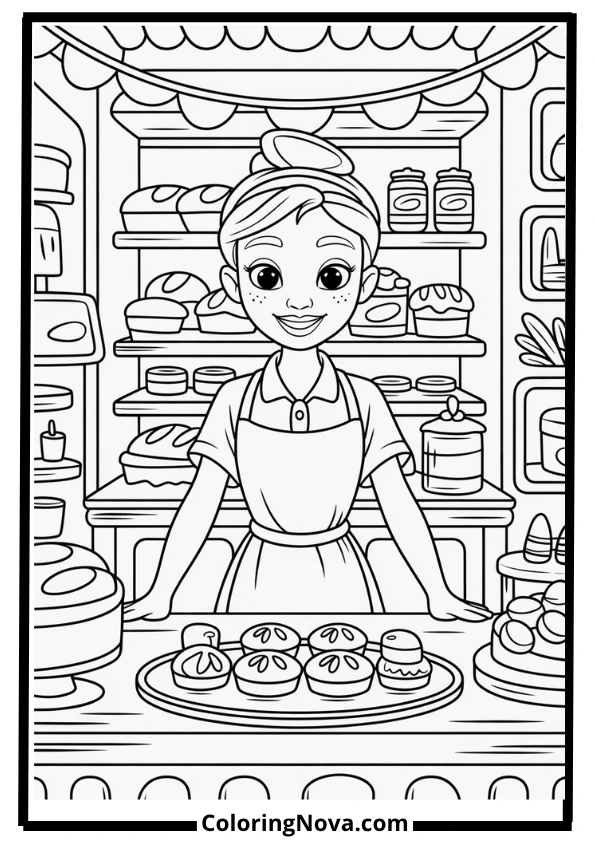 Tiana’s Bakery Display Coloring Page