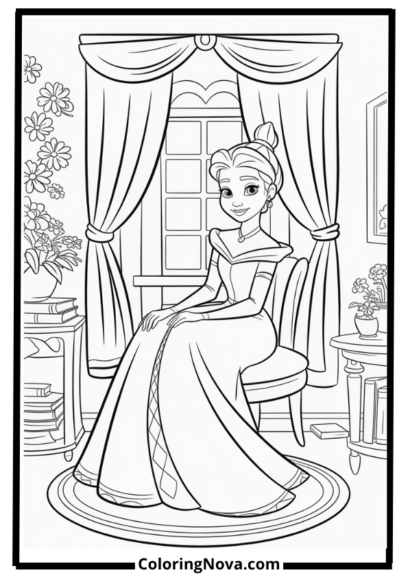 Tiana’s Royal Bedroom Coloring Page
