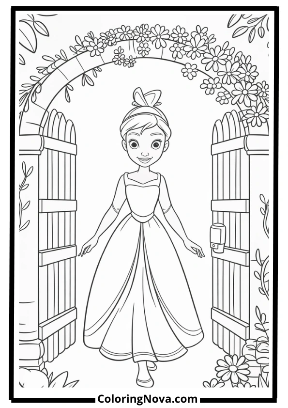 Tiana’s Secret Garden Coloring Page
