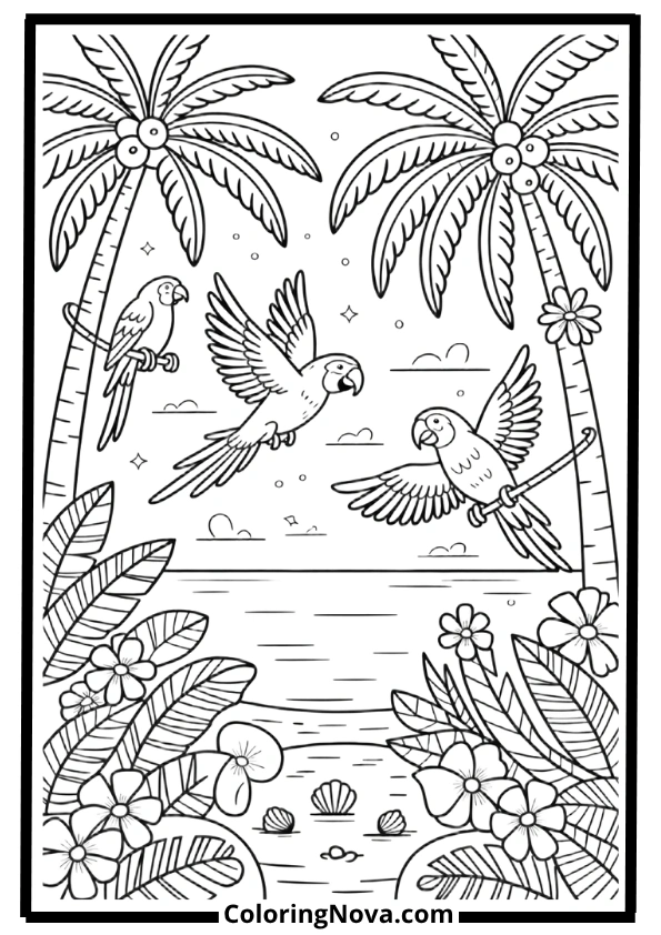 Tropical Paradise Coloring Pages