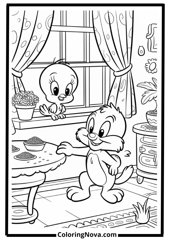 Tweety’s Cozy Home Coloring Pages
