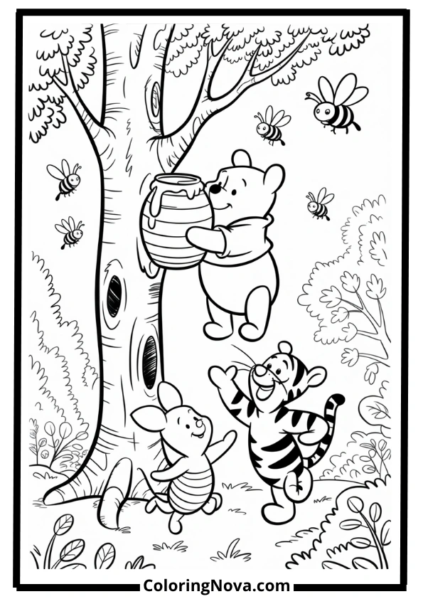 Winnie the Pooh Honey Adventure Coloring Pages