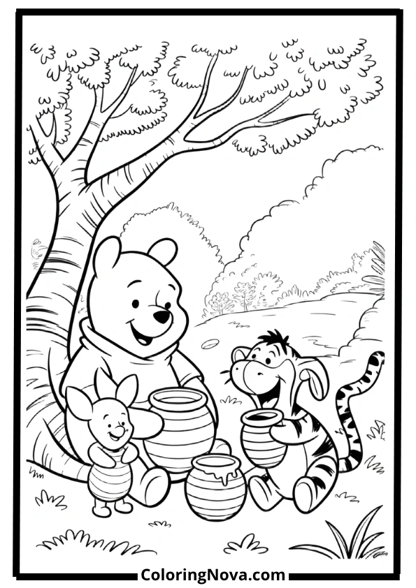 Winnie the Pooh’s Honey Picnic Coloring Pages