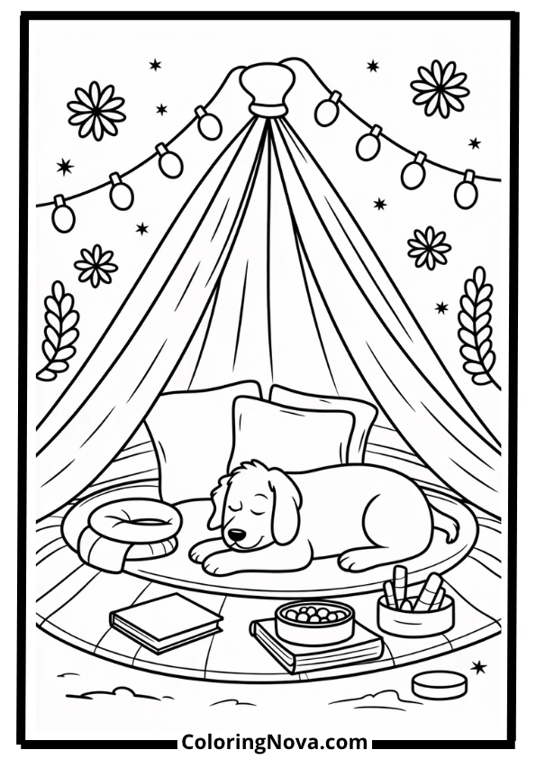 Winter Blanket Fort Coloring Page