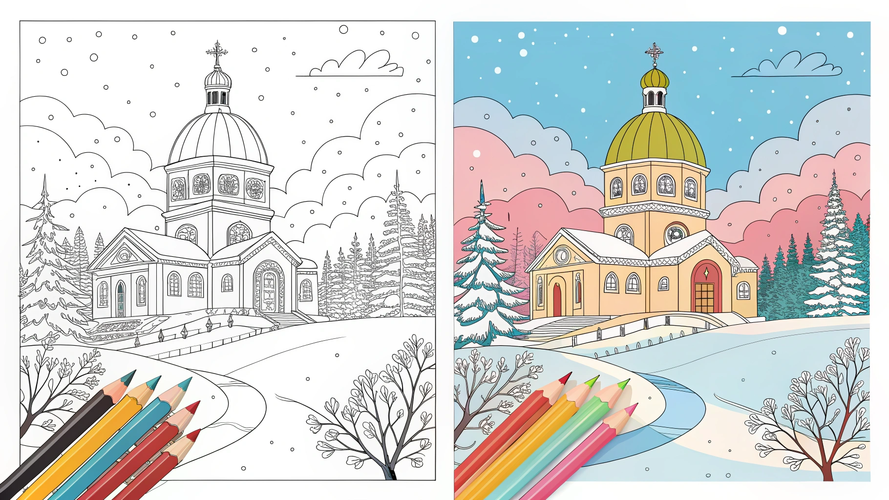 DECEMBER COLORING PAGES