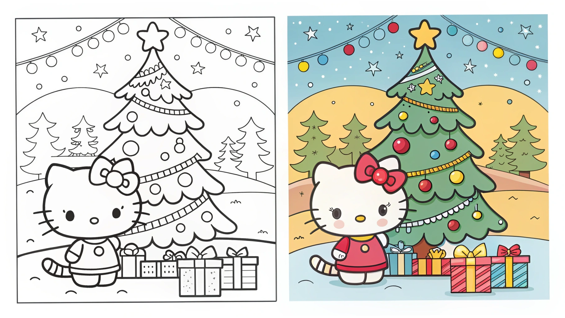 HELLO KITTY CHRISTMAS COLORING PAGES