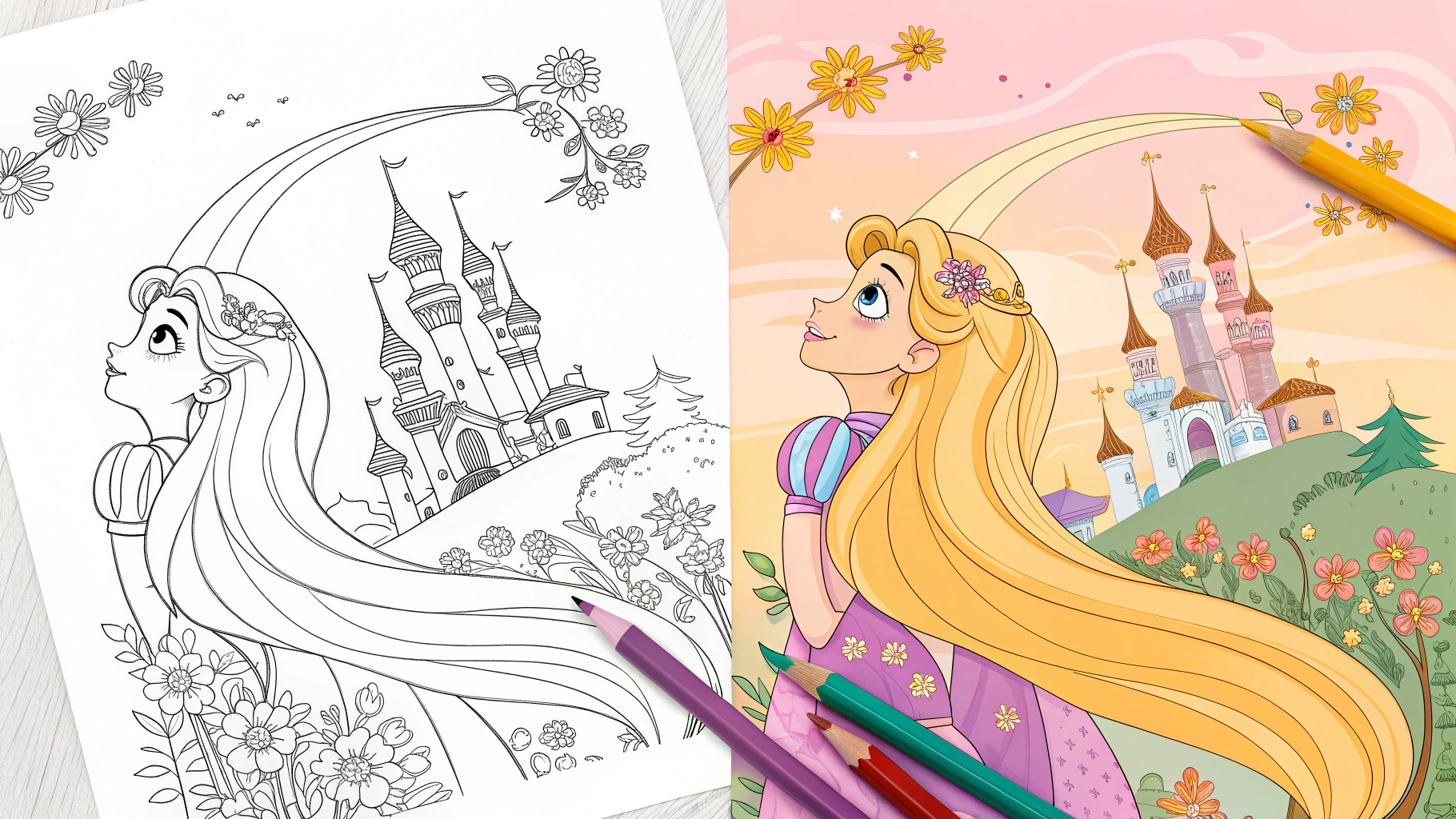 TANGLED COLORING PAGES