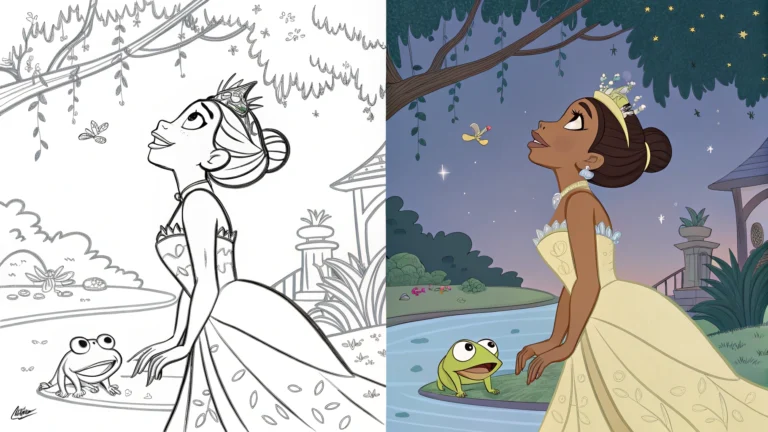 the princess and the frog coloring pages