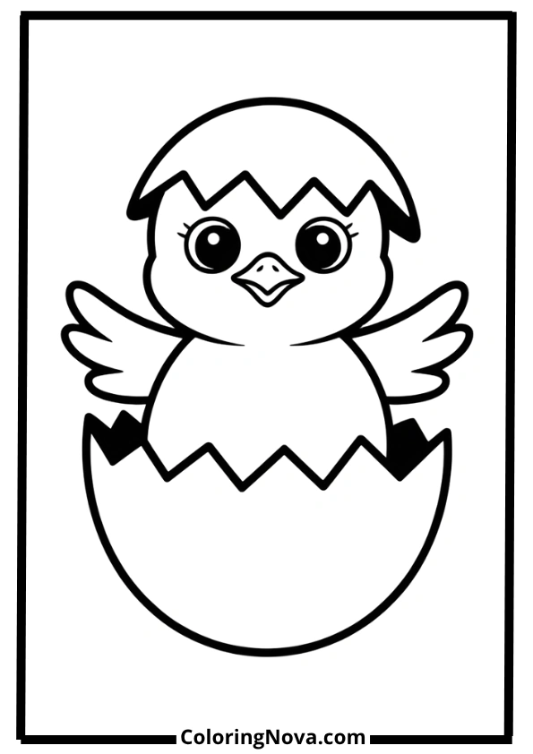 Simple Chick Coloring Page