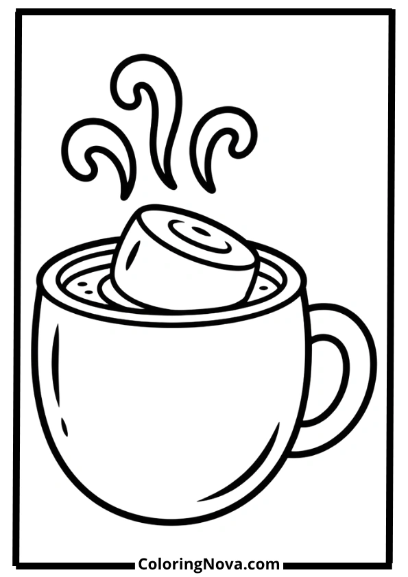 Simple Cup of Hot Chocolate Coloring Page
