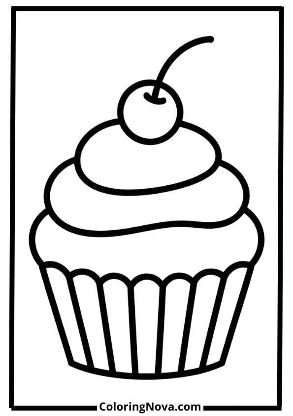 Simple Cupcake Coloring Page