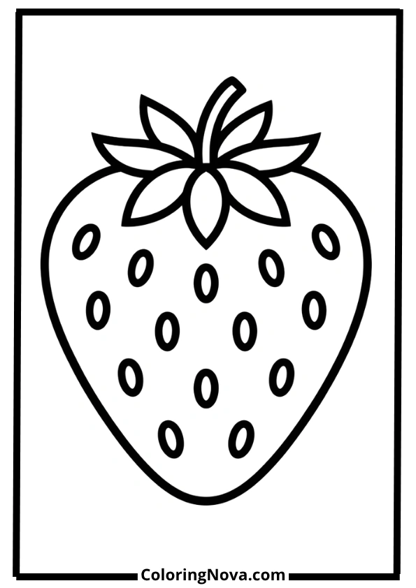 Simple Strawberry Coloring Page